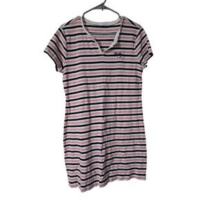 Tommy Hilfiger Striped T-Shirt Dress Pink Navy White Casual Womens